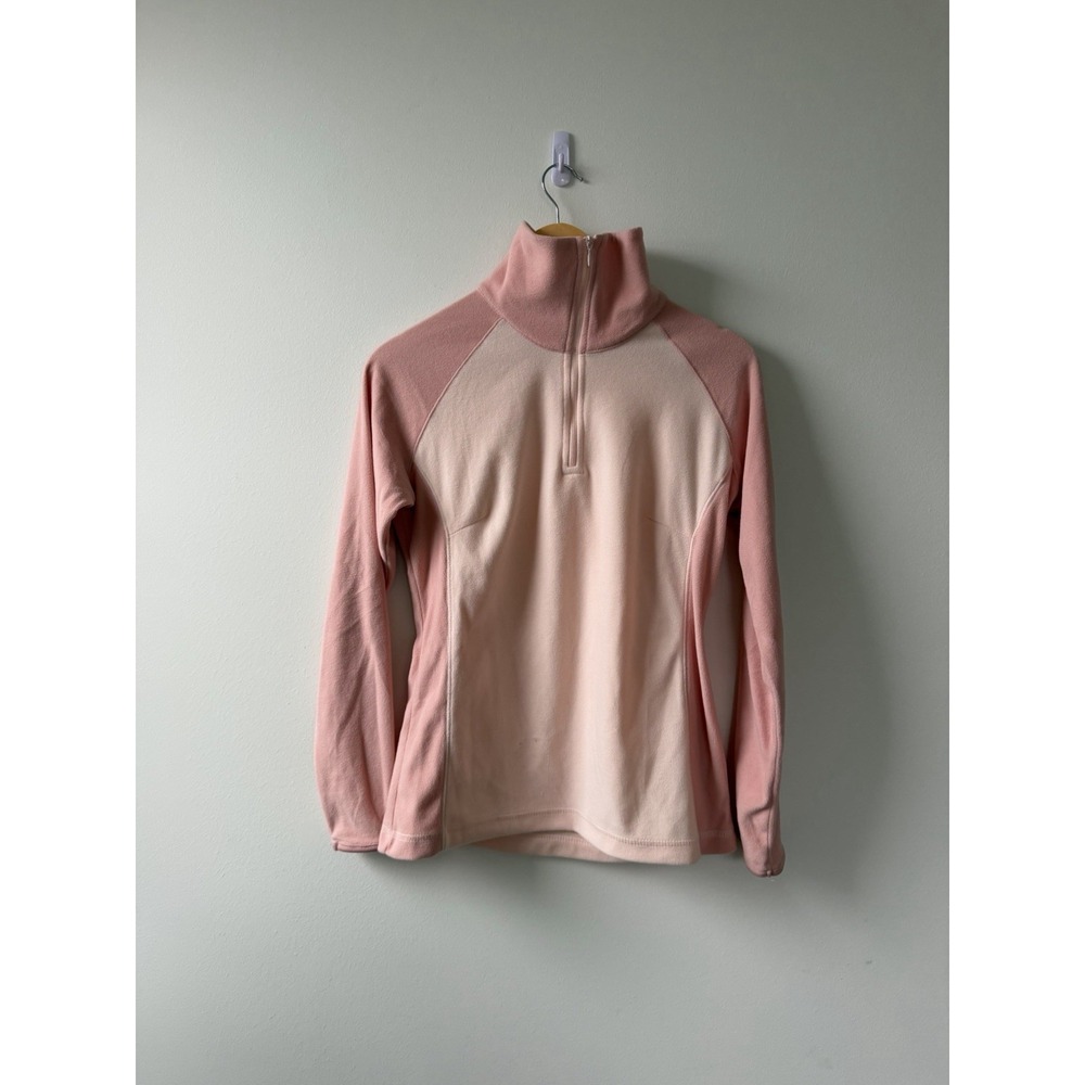 Columbia Women's Medium Pink Quarter Zip Fleece Pullover Colorblock Outdoor